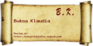 Buksa Klaudia névjegykártya